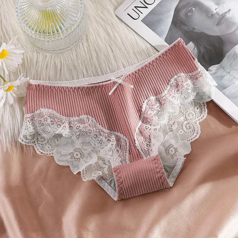 2021 New Japanese Cotton Underwear Women Panties Sexy Lace Underpants Fashion Bow Briefs Female Thread Lingerie Women Underwear image 6