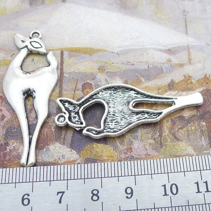 6PCS/Lot 18mm*49mm Lovely Deer Charm Antique Silver Color Animal Charms For DIY Jewelry Making Handmade Craft