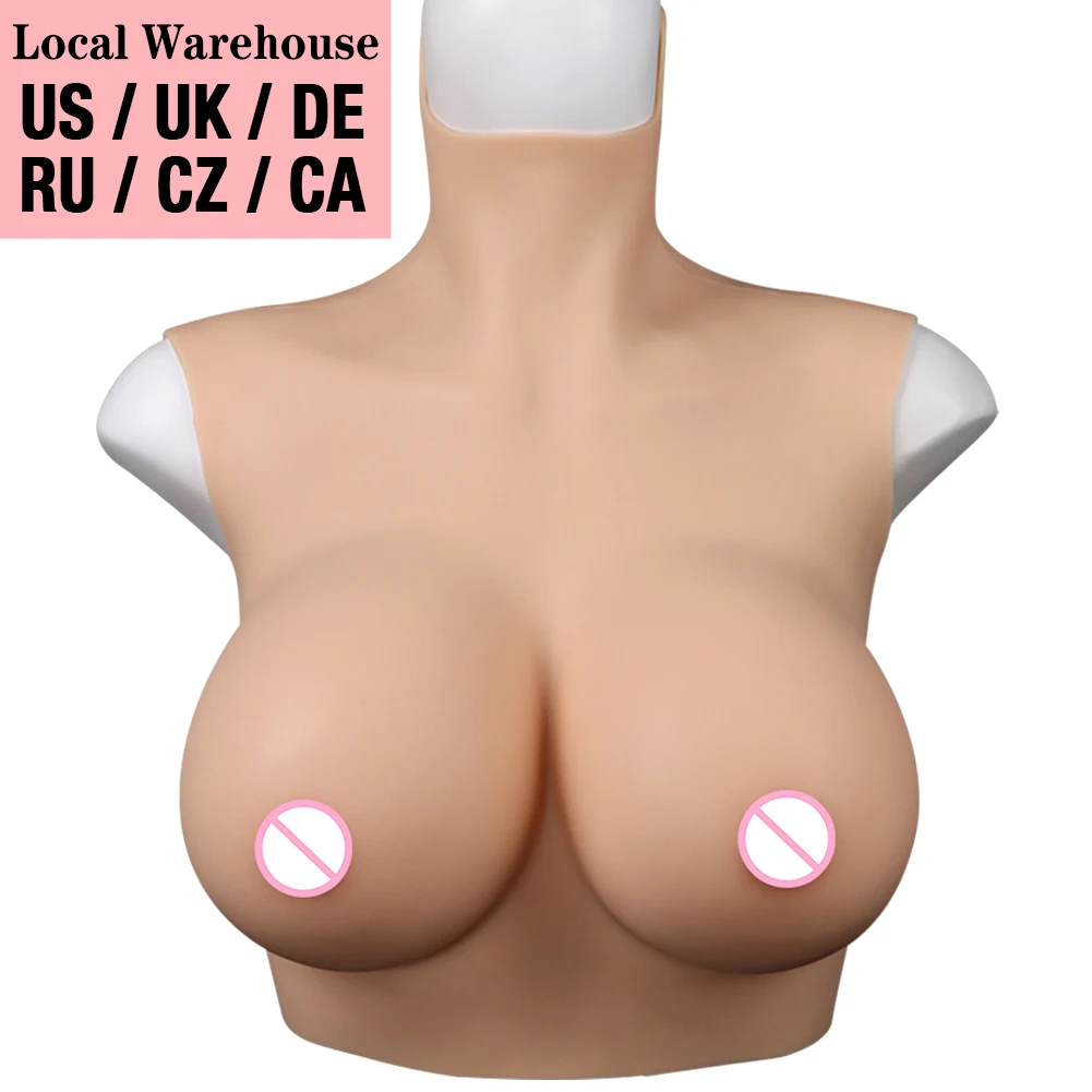 U-CHARMMORE 4th Silicone Breastplate Fake Breastform Realistic Chest for Crossdresser Male To Female Transvestites Drag Queen