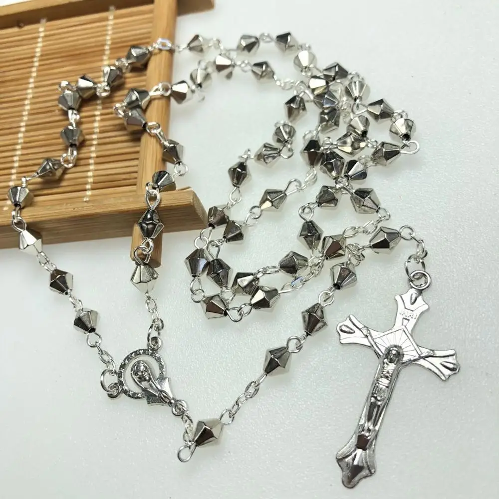 6mm religious plastic CCB bead rosary with virgin mary center and cross