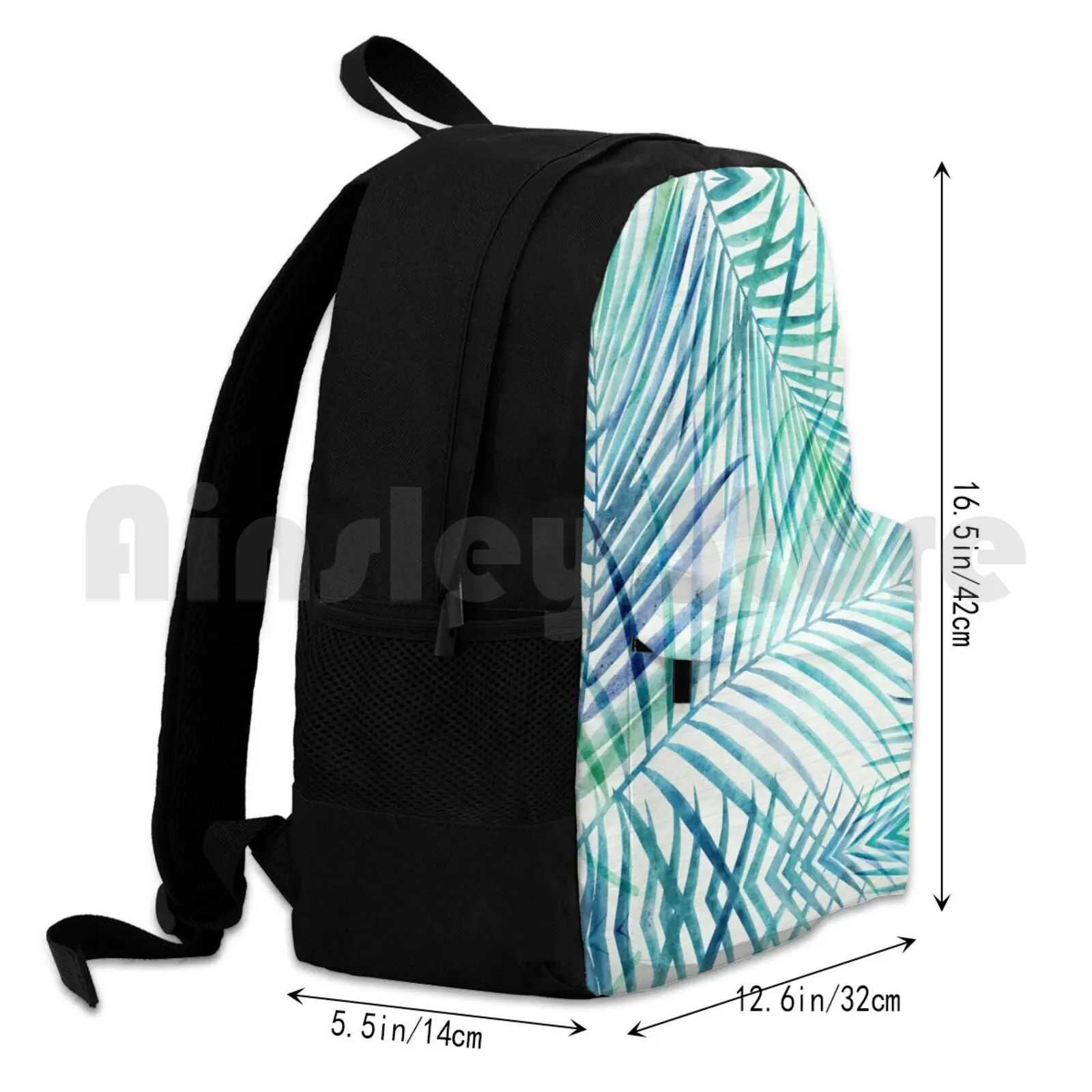 Mochila de senderismo al aire libre con estampado de palmeras tropicales, bolsa deportiva de escalada, verde azulado, azul, palmera Tropical de verano