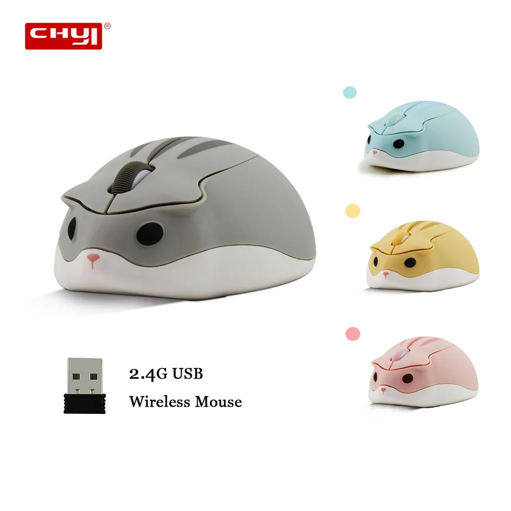 2.4G Wireless Mouse USB Optical-Electronic Mini Cute Hamster Design 1200DPI Small Hand for Girl Laptop Computer Gift
