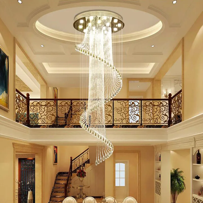 

Spiral Crystal Foyer Chandeliers Modern Luxury Large Indoor Ceiling Lights Lamp Decor For Home Living Room Hallway Stairs Lustre