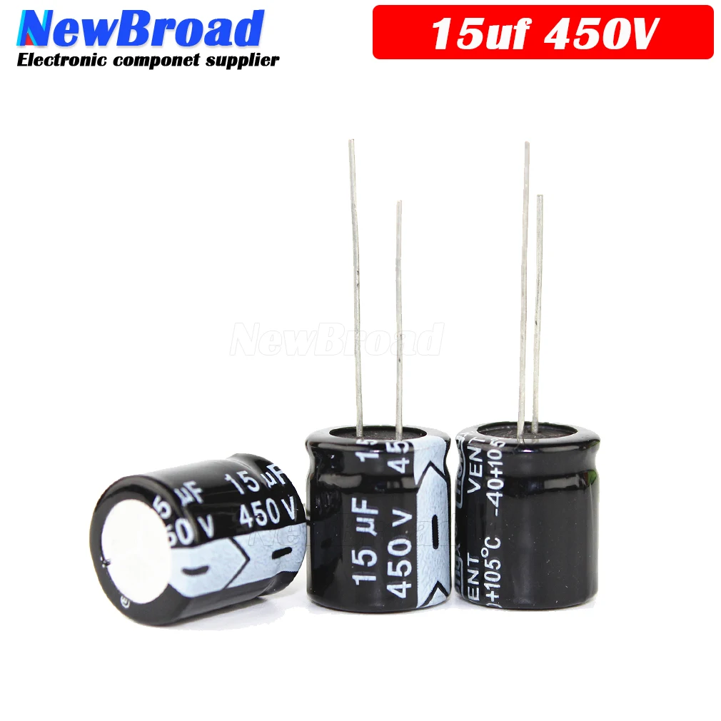 10PCS Original aluminum electrolytic capacitor 450V 15UF 400V 15UF plug-in multi specification 15UF 400V 450V 13*17 8*16MM Black