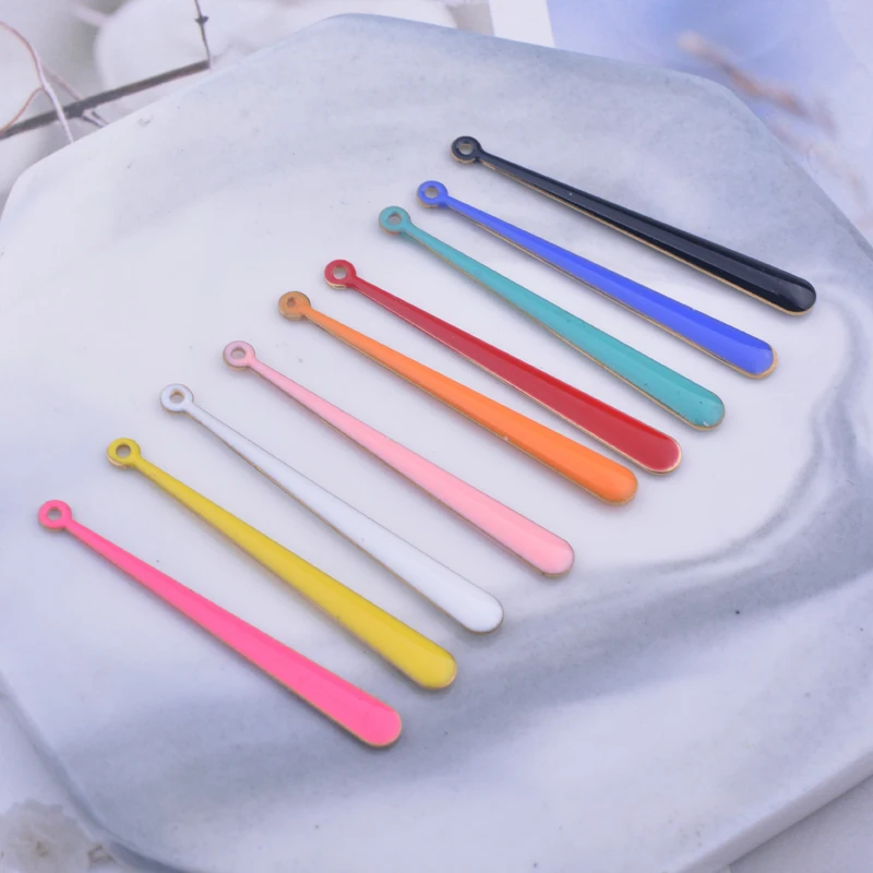 30 Stück 4*38mm Bunte Kupfer-Baseball-Anhänger Beidseitig Emailliert Lange Orange-Rosenrote Anhänger für DIY-Schmuck- und Ohrringherstellung – Detail 1