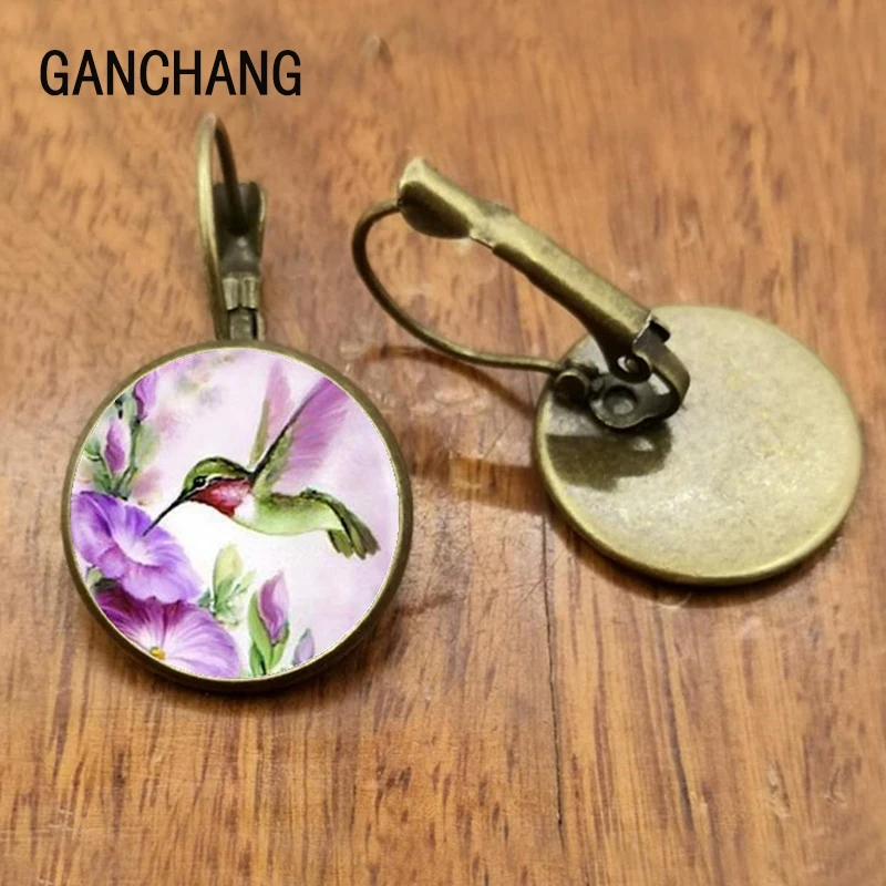 Earrings hummingbird cabochon earrings jewelry, the last gift earrings