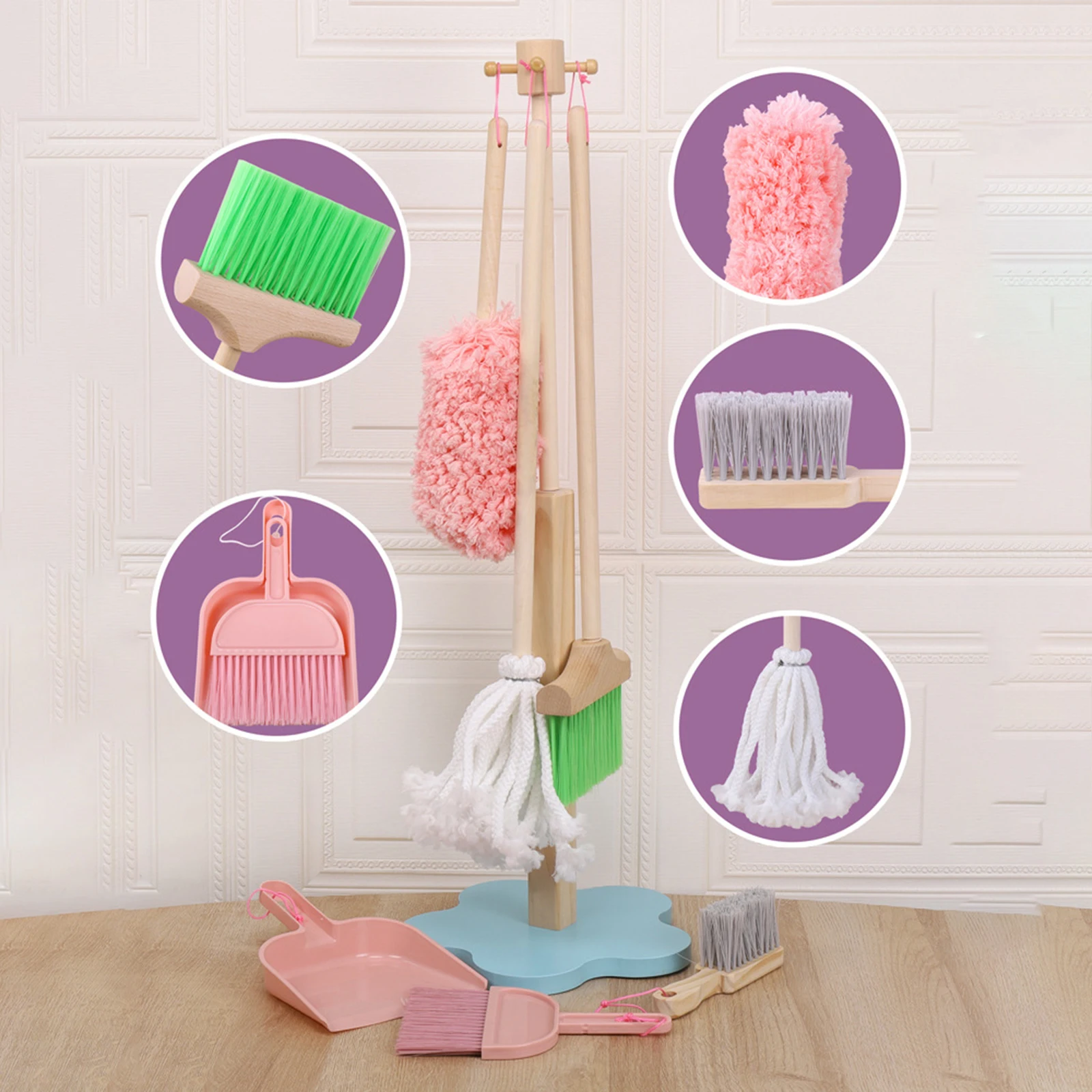 Durable Children Cleaning Tools Set Mini Broom Mop Dustpan for Kids Children