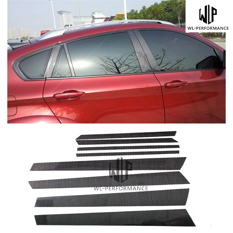 E71 High Quality Carbon Fiber Window AB Pillars Decorative Car Styling Trim for Bmw X6 E71 2008-2014