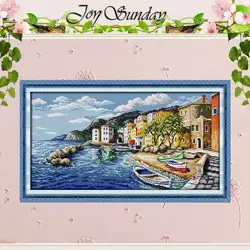 Morning by the Sea Counted Cross Stitch 11CT 14CT Scenery Cross Stitch Sets DIY DMC Cross-stitch Kits Embroidery Needlework