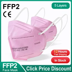 FFP2 Mascarillas CE maska czarna maska KN95 5 warstw maska KN95 filtr Respirator różowy dorośli KN95 filtr ffp2mask