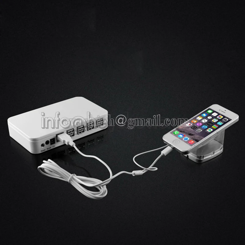 10 Ports Mobile Phone Security Burglar Alarm System Tablet Display Anti-Theft Device With Acrylic Holder