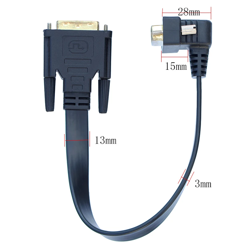 25CM DVI-D M/M 24 + 1 pod kątem 90 stopni krótki kabel wideo męski na Monitor do komputera