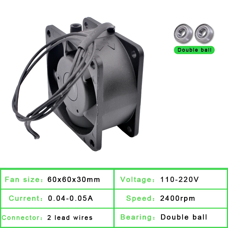 ACP6030-220XBL 6cm 60mm fan 60x60x30mm AC 110V 220V 2 lead wires double ball cabinet small AC axial fan