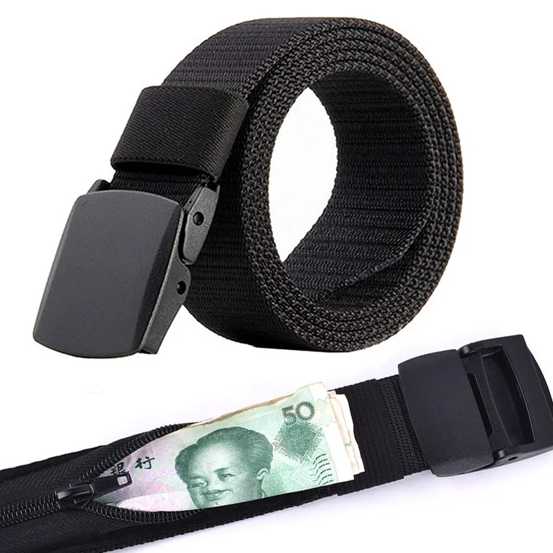 New Army Tactical Belt Male Hidden Cash Anti Theft Canvas Men Waist Packs Automatic Buckle Nylon Lady Belt