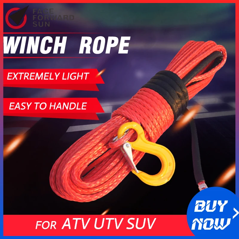 Free Shipping Red 12mm*30m ATV Winch Cable,UHMWPE Rope,Tow Rope Car,Plasma Winch Cable