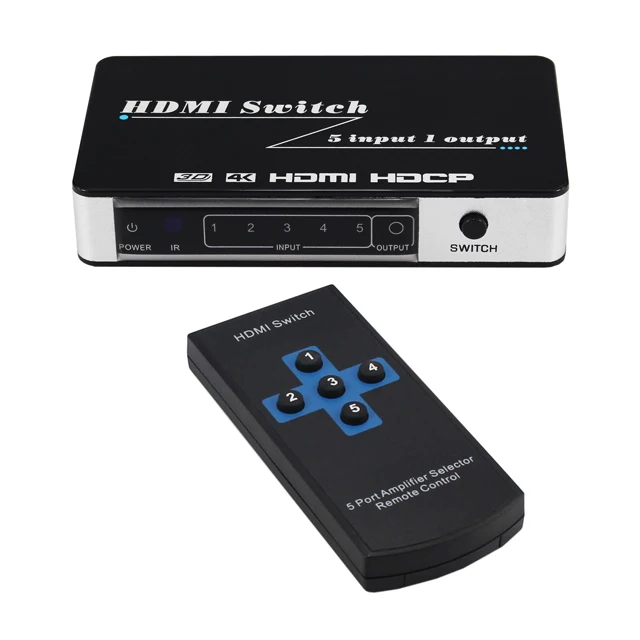 5 port hdmi switch 5 input 1 output 4K HDMI 1.4 Support hot plug&play and IR for DVD PC PS4