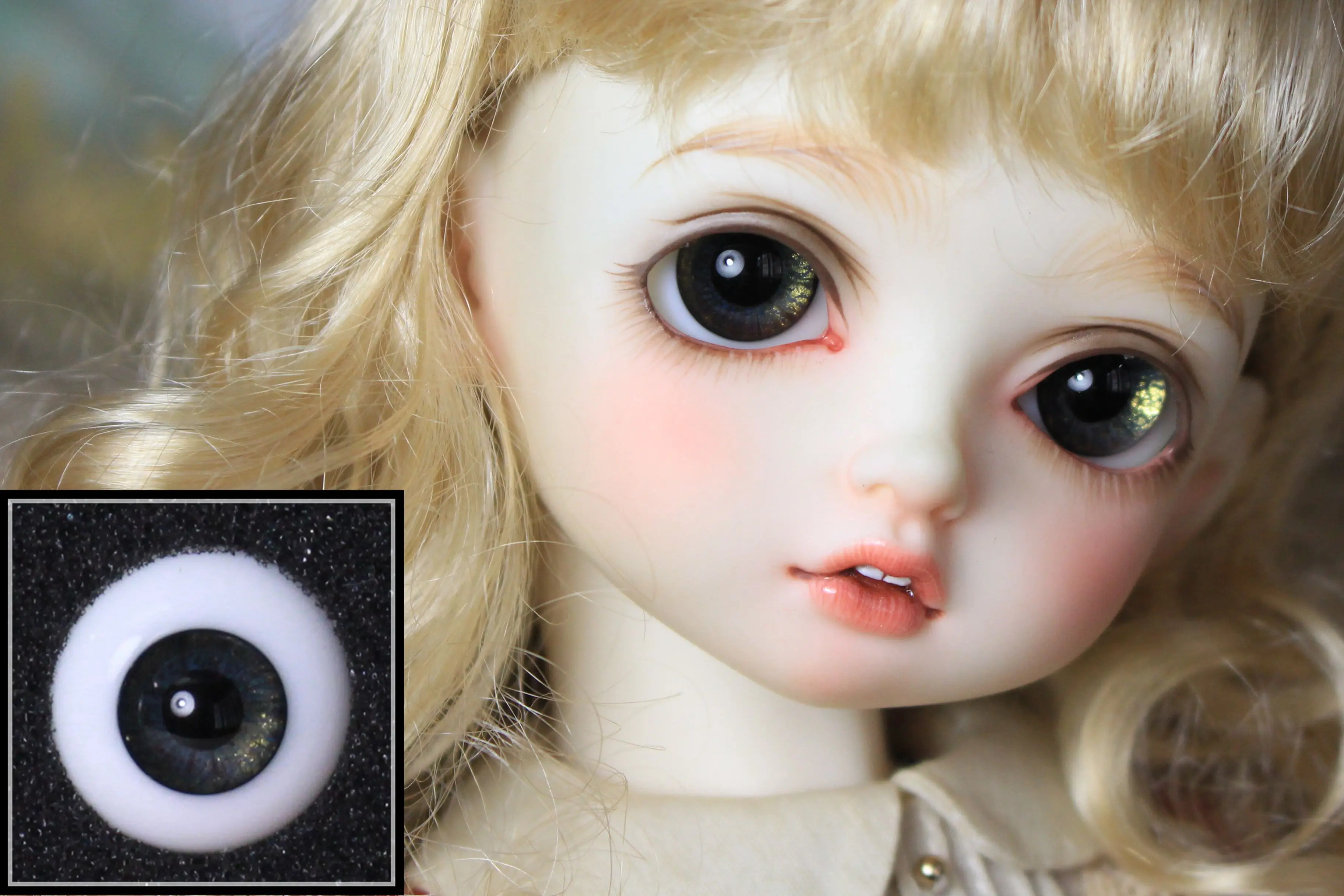 

BJD doll eyes suitable for 12mm14mm16mm18mm small iris gold foil black pearl real wind glass doll accessories