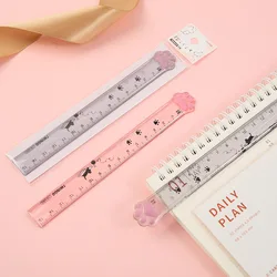 Lovely Cat Clear Plastic Ruler 15cm 6 Inch Straight Ruler Transparent Plastic Ruler Kit Measuring Tool For Student School Office