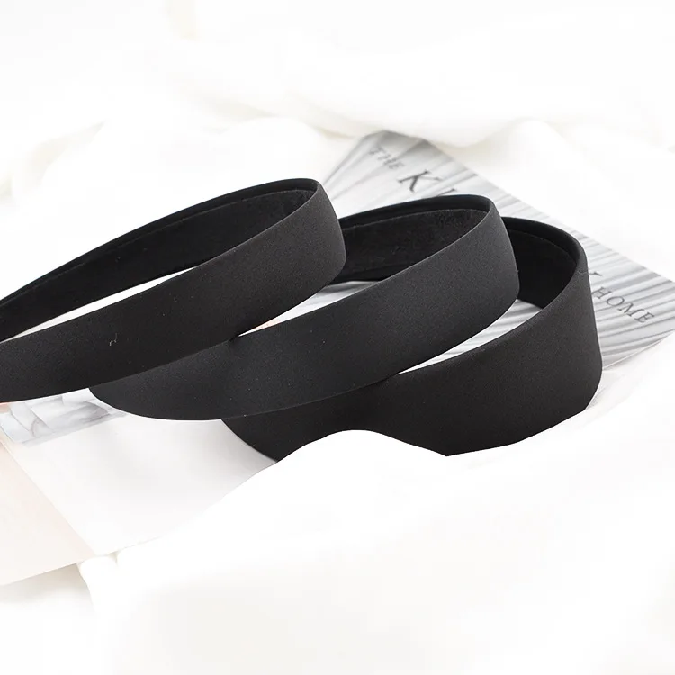 5pcs Black simple wide headband 2 2.5 3 4cm jewelry DIY satin cloth headband semi-finished handmade material hair accessories