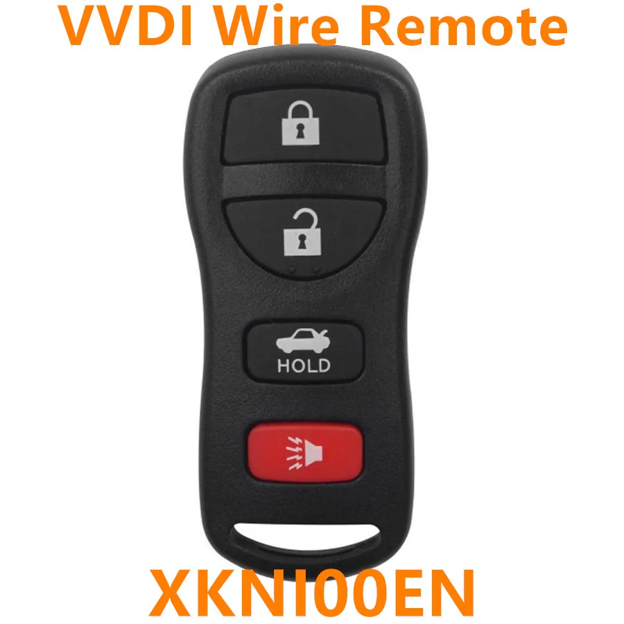 XKNI00EN Xhorse Vniversal VVDI Wire Remote Control No Chip 4 Button Car Key Auto Work with VVDI2 Mini Programmer Tool 5pcs/Lot