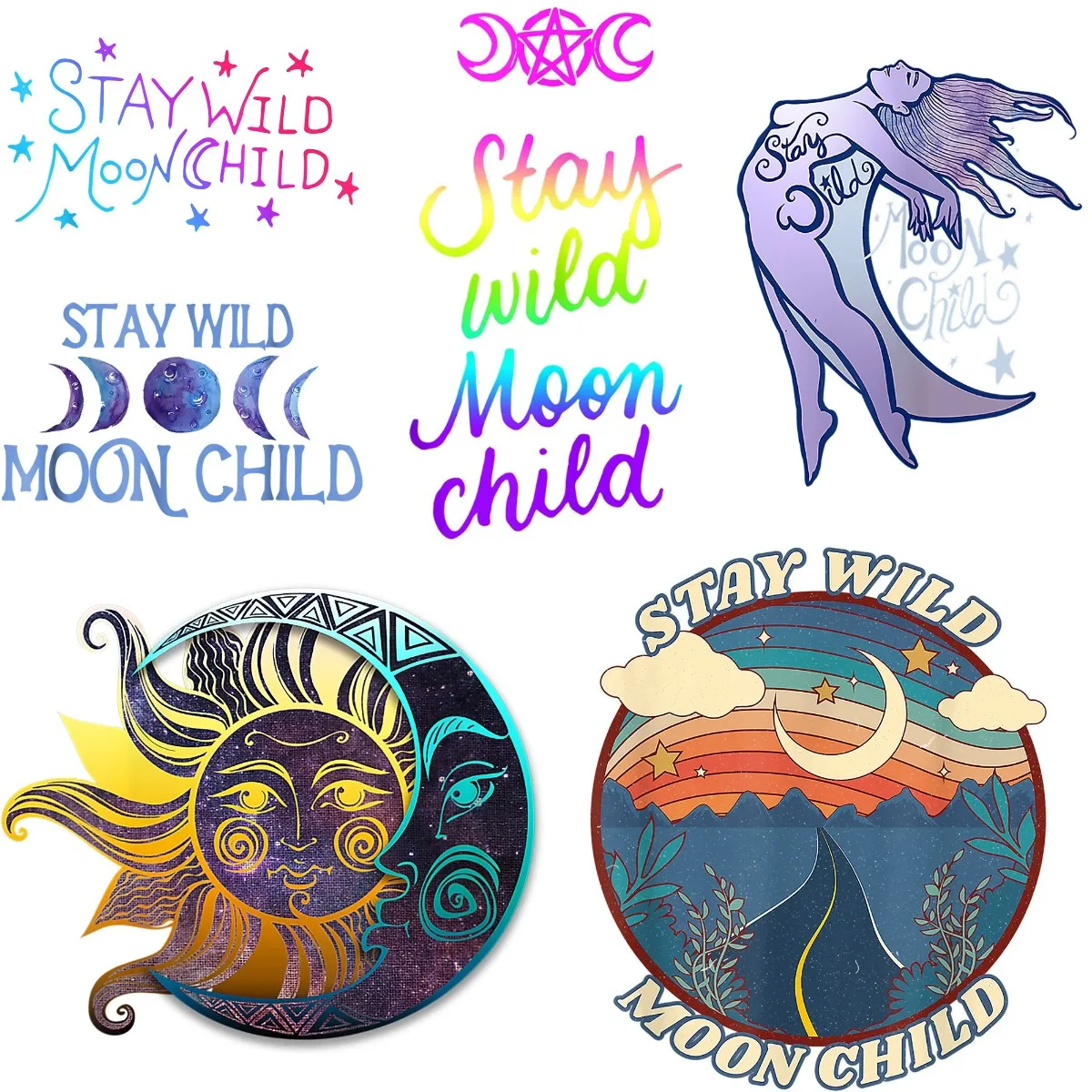 Retro Moon Stickers Heat Tranfer Sticker For Cloth Iron On Patches Clothing Thermoadhesive Patches Clorhing Stickers DIY Graphic