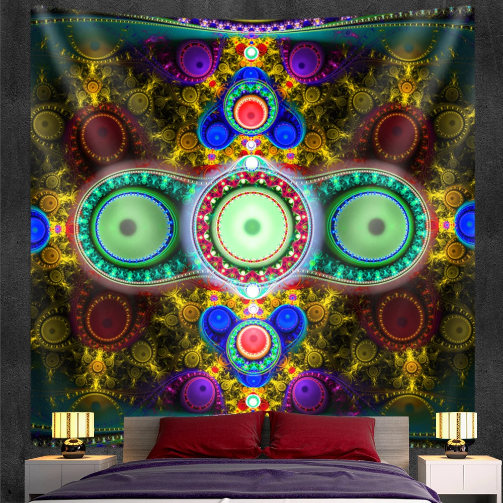 Indian Mandala Tapestry Psychedelic Scene Home Decor Tapestry Bohemian Decor Hippie Yoga Mat Large Size Sheet Sofa Blanket