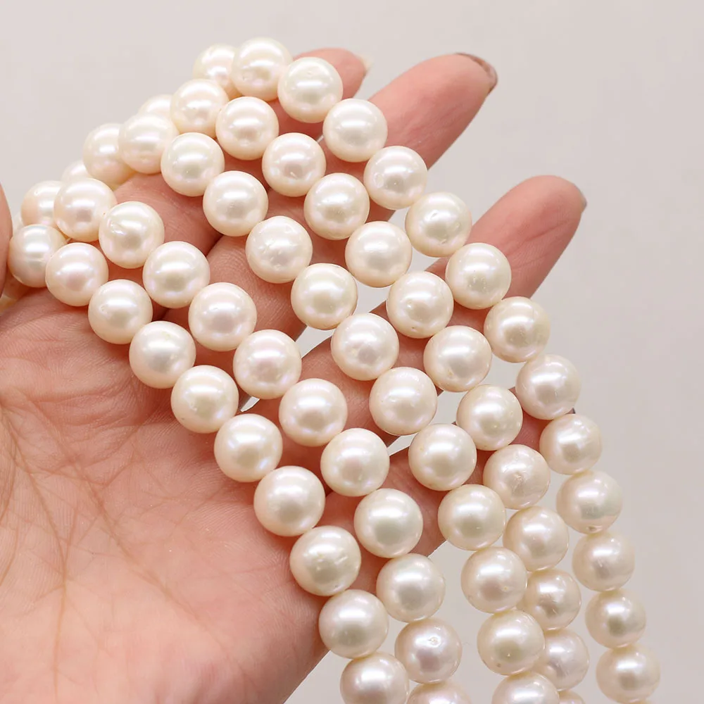 High Quality Natural Freshwater White Pearl Round Loose Beads For Jewelry Making DIY Charm Bracelet Necklace Accessories 11-12mm