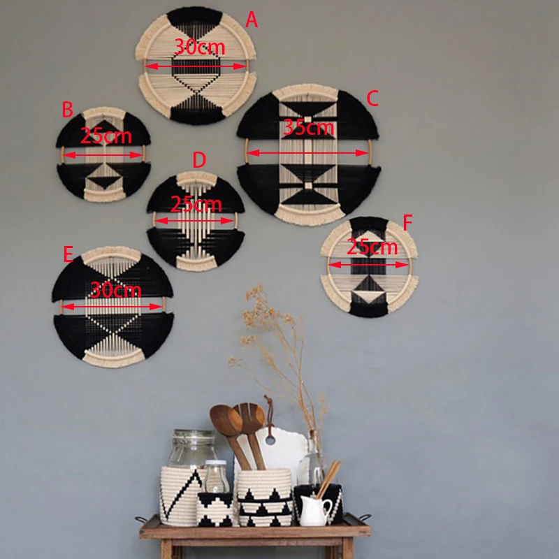 Creative Gold Hoop Round Cotton Wall Decoration Macrame Wall Hanging Tapestry Hand Woven Nordic Simple Style Room House Decor