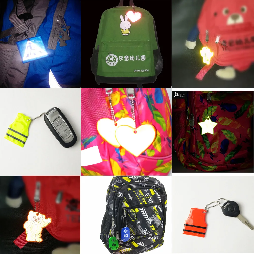 Halloween bat style Small Sequin Glitter Keychains Reflective Safety Pendant Night Riding Walking Bike Gift