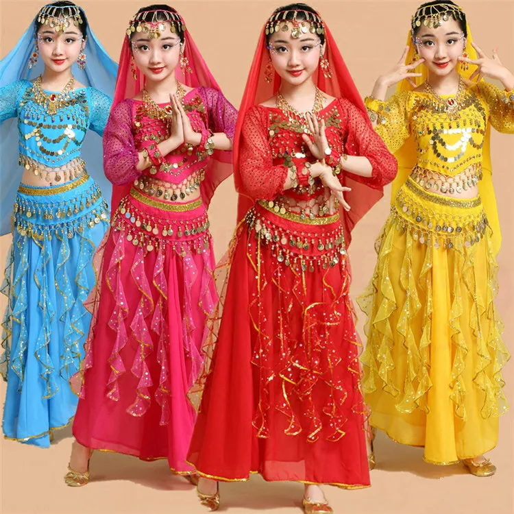 Belly Dance Dancer เสื้อผ้า Bollywood อินเดียเต้นรำเครื่องแต่งกายสำหรับเด็กเด็กเซ็กซี่ Belly Dance เสื้อผ้าเต้นรำโอเรียนเต็ลสำหรับ STAGE