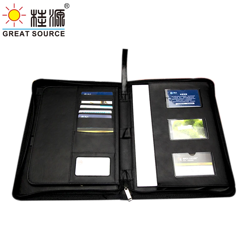 MQQ A4 Manager Comference Folder Key Manage Folder For A4 File Padfolio Leather Portfolio Organizer Office Zipper Bags(3PCS))