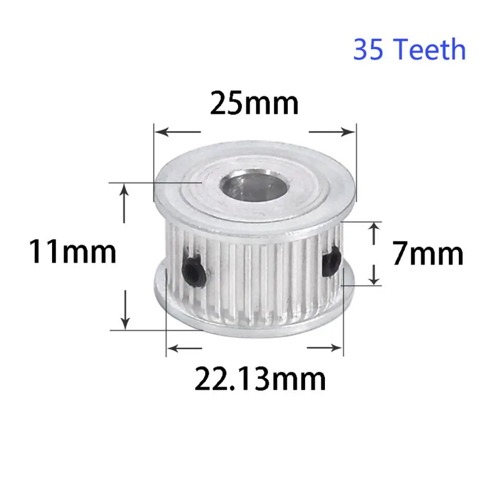 พูลเลย์สายพานไทม์มิ่ง MXL แบบ AF 1 ชิ้น ฟัน 35-50 ฟัน ร่องกว้าง 7 มม./11 มม. รู 5-19 มม. สำหรับสายพาน 6 มม./10 มม. ใช้กับ CNC/มอเตอร์สเต็ป