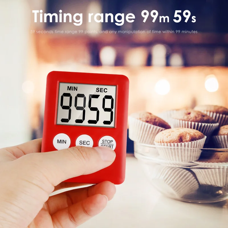 Magnet Kitchen Cooking Timers LCD Digital Screen Kitchen Timer Square Cooking Timer Count Up Countdown Alarm Clock For Cooking