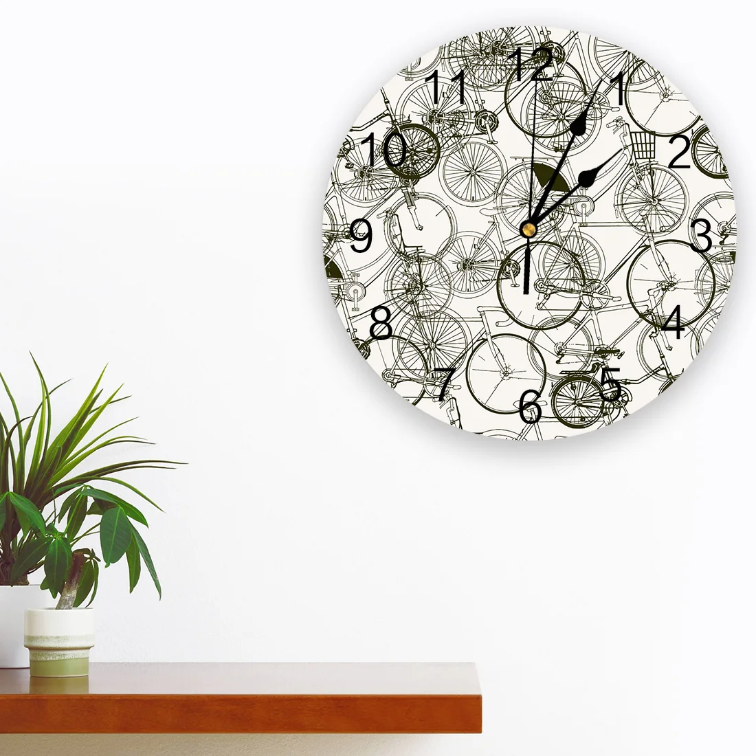 Single Line Bicycle Living Room Clock Wall Round Clocks Decor Home Bedroom Kitchen Decoration Wall Clocks