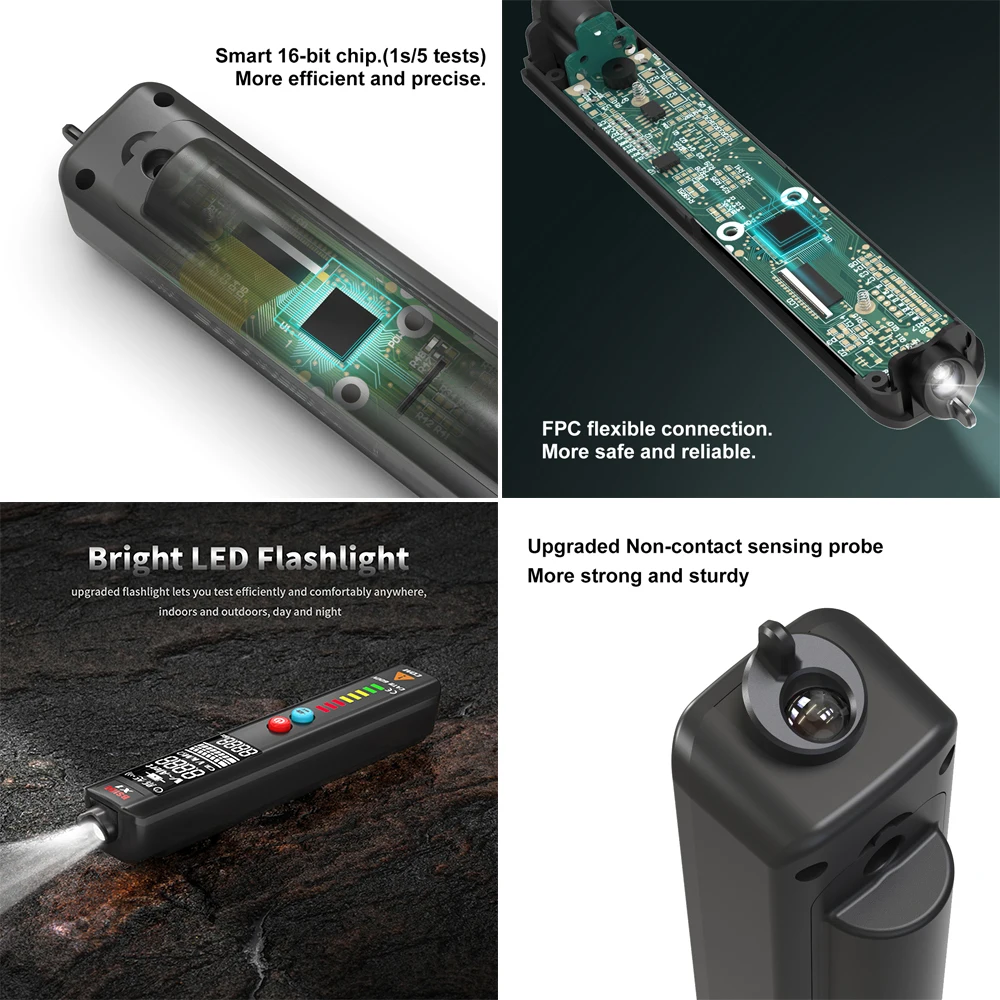 BSIDE Voltage Tester EBTN LCD 3-Line Display Voltage Detector Non-contact AC Pen Live Wire Breakpoint Locate with Protect Case