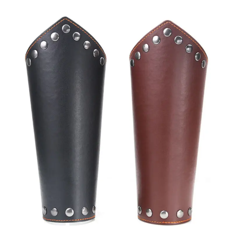 1PC Faux Leather Arm Guards Medieval Knight Bracers Leather Gauntlet Wrist Sleeve