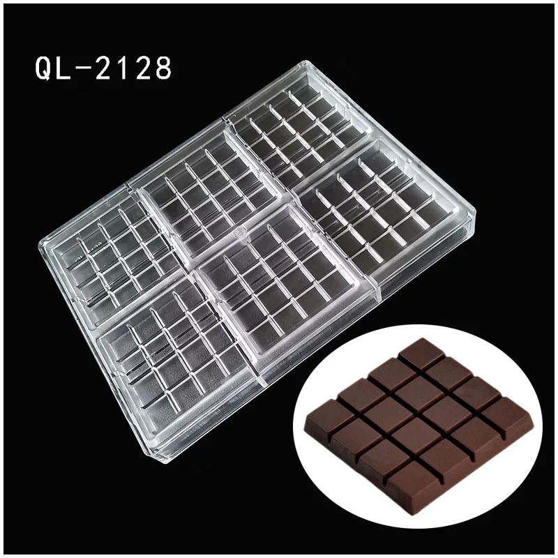 6 Cavity Chocolate Weight 100G Food Grade Durable Mould Bar Tray Baking Tools Diamond Polycarbonate Chocolate Mold