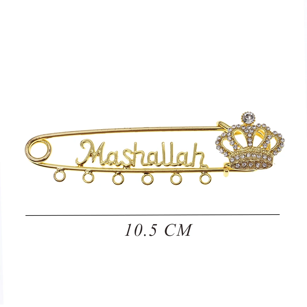 3 teile/los Vergoldet Muslim Islamischen Baby Pins Strass Kinderwagen Sicherheitsnadeln Mit Schlaufen für Neugeborene Geschenk Schmuck Machen – Detail 3
