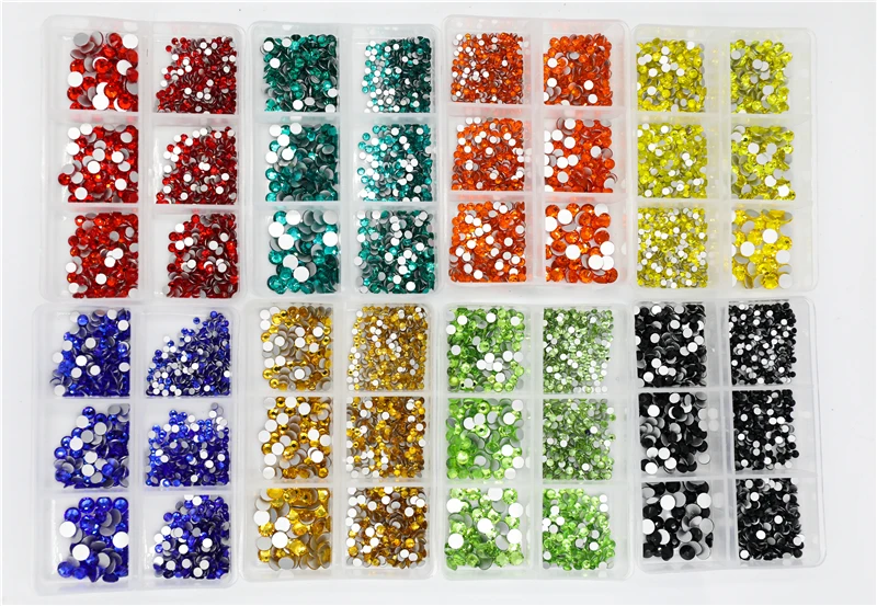 طقم تثبيت غير ساخن ، كريستال مسطح ، كريستال ثلاثي الأبعاد ، رسم الأظافر ، زخارف الأحجار ، أحجام مختلطة ، حجر الراين ، عرض الراين ، 4 أوبال #4