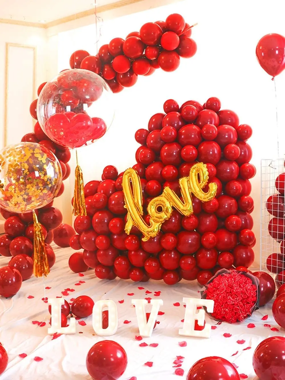 106pcs Red Gold Balloons Garland Arch Kit for Birthday Wedding Bridal Shower Bachelorette Baby Shower Party Balloons Decoration