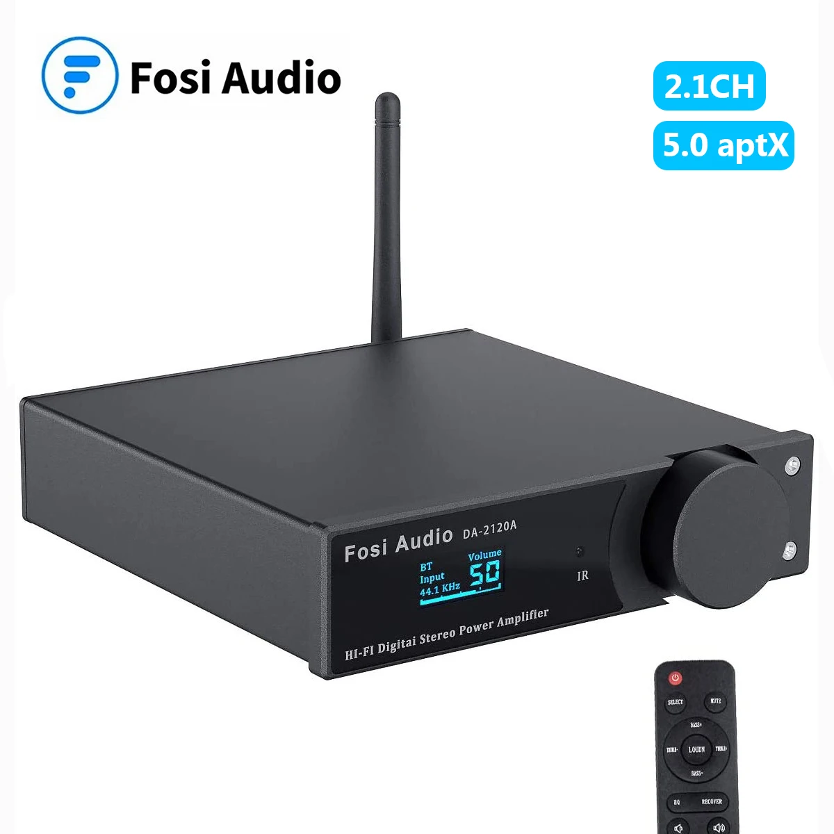 

Fosi Audio DA2120A Bluetooth Amplifier Stereo Audio Wireless Amp Hifi Class D Power Amp 50W x2 Speakers & Active Subwoofer