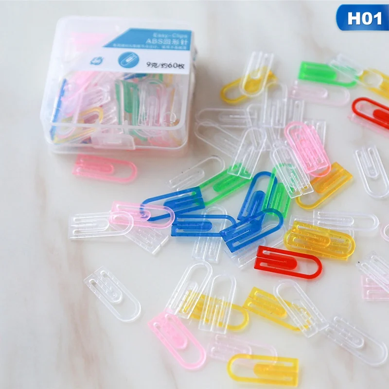 School Office Supplies 60pcs / Set Of Colorful Paper Clips Paper Clips Notes Clips Children'S Student Stationery
