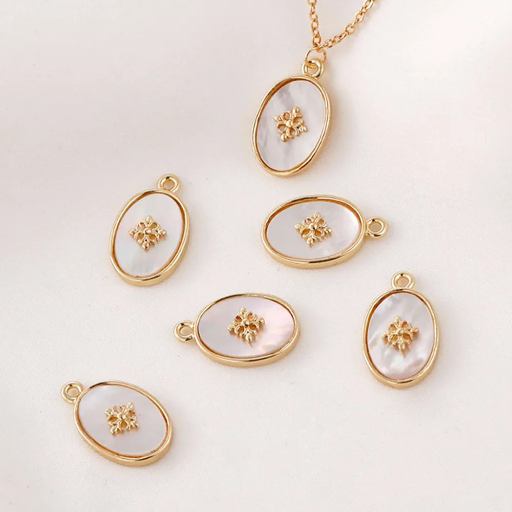 

2PCS Natural Shell Oval Necklace Pendant High Quality Charms for Jewelry Making DIY Earrings Findings Gold Plated Accessories