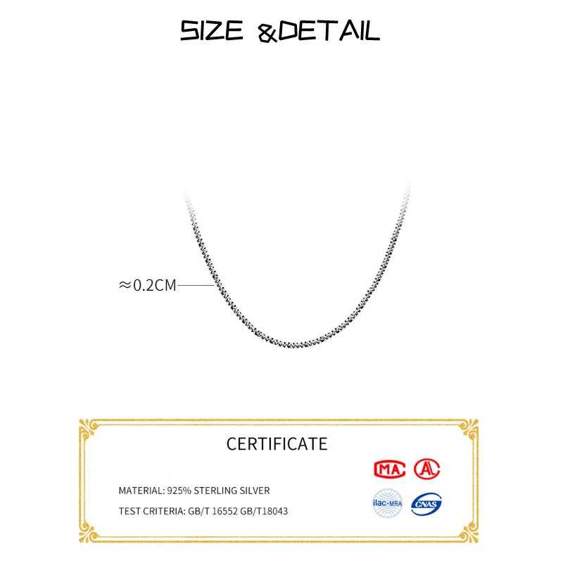 40cm 45cm 50cm 55cm 60cm 70cm 80cm Female Necklace For Women On Neck Silver 925 Chain Necklaces Women Girl Fashion Jewelry Bling