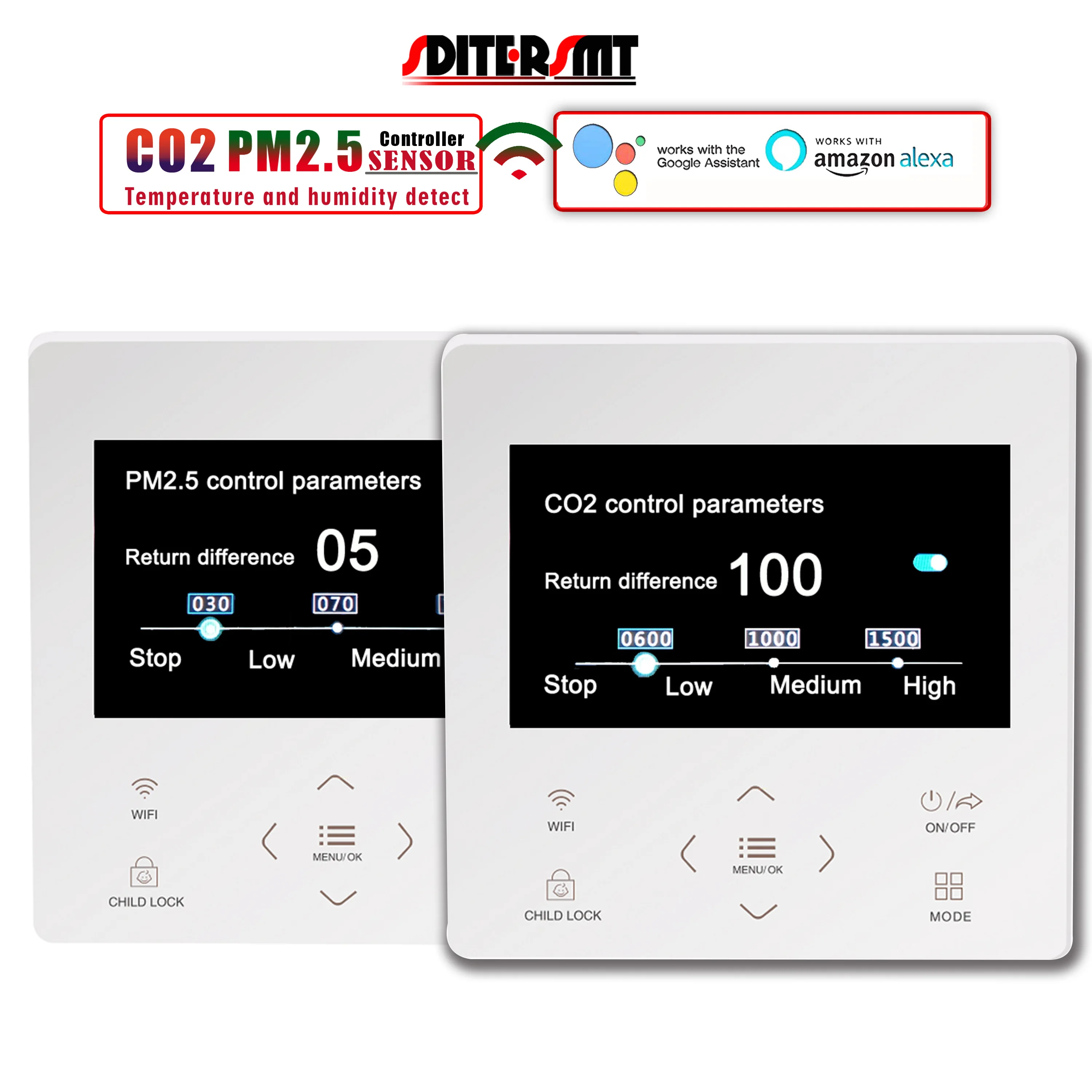 PM2.5&CO2 Sensor 0-10V/AC Fan Controller for WIFI Smart Air Quality Temperature Humidity Sensor Monitor By RS485