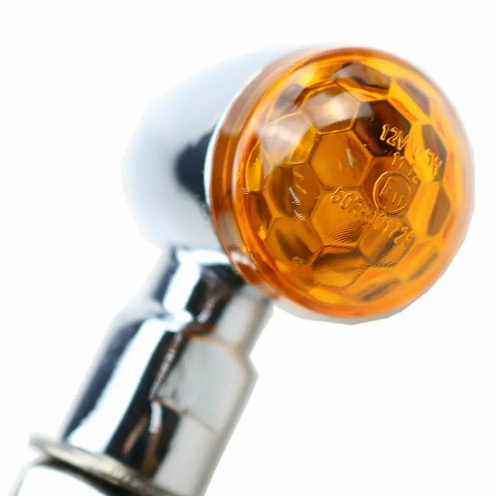 Chrome+Amber Lens Mini Bullet Universal Motors Turn Signal Light Indicator