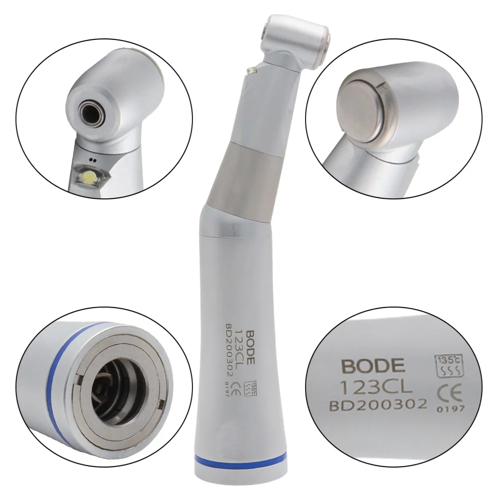 BODE Dental Inner LED Contra Angle Low Speed Handpiece Self-powered Internal Water Spray Air Turbine Rotor Shaft