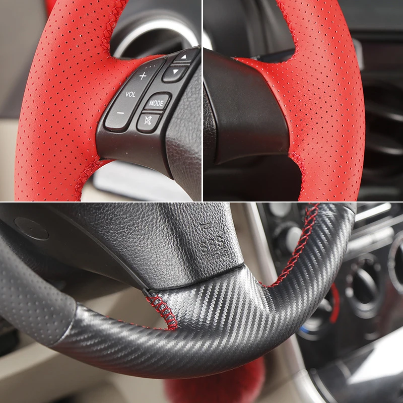 Carbon fiber Black Suede Car Steering Wheel Cover for Mazda 3 Mazda 5 Mazda 6 2003 2004 2005 2006 2007 2008 2009