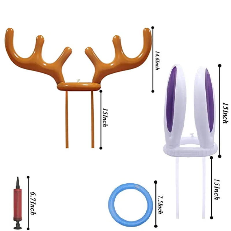 21Pcs Inflatable Santa Reindeer ตลกกวาง Antler หัวหมวกแหวน Toss คริสต์มาสอีสเตอร์เกมเด็กของขวัญของเล่น Birhday Party อุปกรณ์