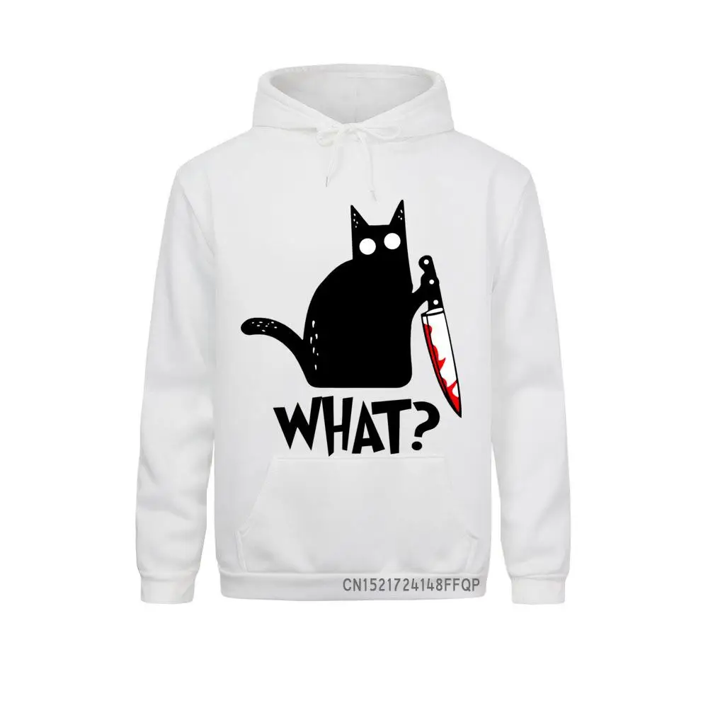 

Men Pullover Funny Cat What Hoodie Cozy Murderous Cat With Knife Funny Halloween Hoodie Crewneck Soft EU Size Sweatshirt